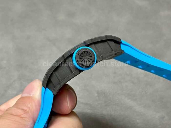 Sonic Factory Richard Mille RM 35 02 43mm Carbon Fiber Blue Rubber Strap Skeletonized Dial 2 Super Clone Watch,Clean Factory Watch