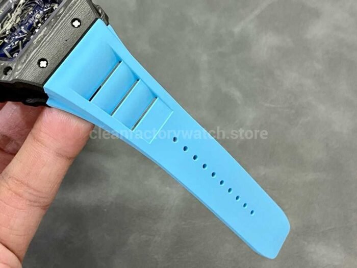 T+ Factory Richard Mille RM35-02 44.5mm Carbon Fiber Blue Rubber Strap Skeletonized Dial - Image 8