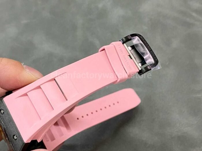 T+ Factory Richard Mille RM35-02 44.5mm Carbon Fiber Pink Rubber Strap Skeletonized Dial - Image 9