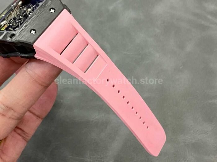 T+ Factory Richard Mille RM35-02 44.5mm Carbon Fiber Pink Rubber Strap Skeletonized Dial - Image 8