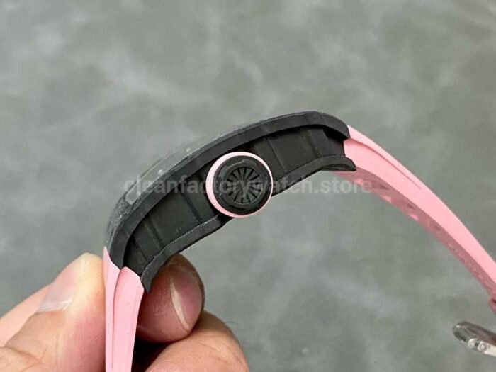 T+ Factory Richard Mille RM35-02 44.5mm Carbon Fiber Pink Rubber Strap Skeletonized Dial - Image 6