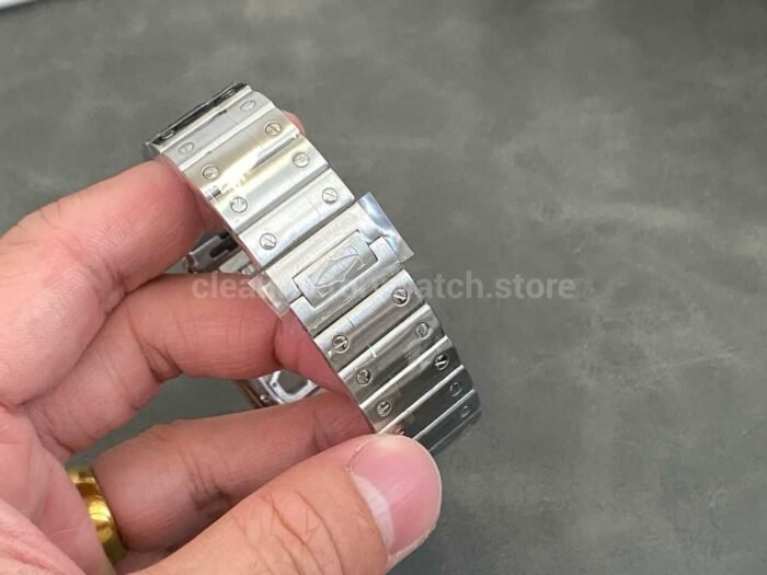 THB Factory Cartier Santos WHSA0015 39.8mm Full Steel Silver Roman Numerals Skeleton Dial - Image 8