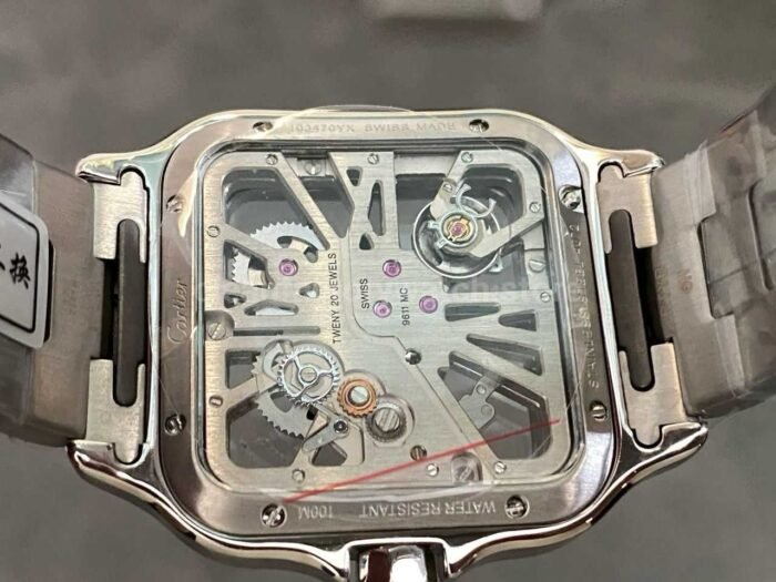 THB Factory Cartier Santos WHSA0015 39.8mm Full Steel Silver Roman Numerals Skeleton Dial - Image 7