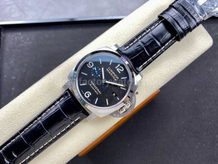 TTF Factory Panerai Luminor Marina 1950 3 Days Automatic PAM 01312 Steel Leather Strap Arabic Numerals Black Dial - Image 4