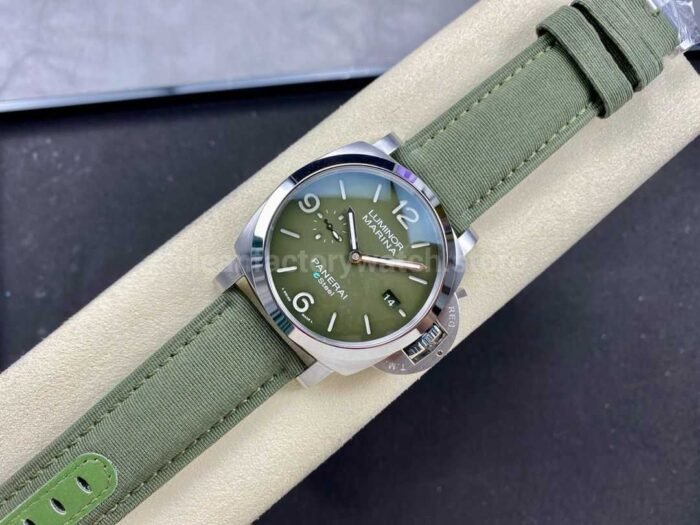 TTF Factory Panerai Luminor Marina PAM 01356 Steel Textile Strap Arabic Numerals Green Dial - Image 4