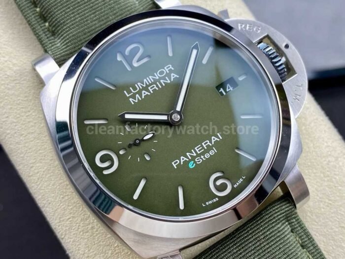 TTF Factory Panerai Luminor Marina PAM 01356 Steel Textile Strap Arabic Numerals Green Dial - Image 2