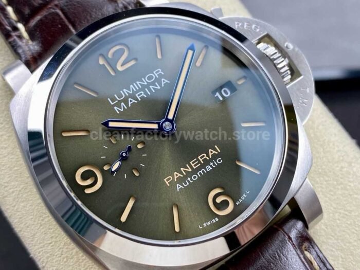 TTF Factory Panerai Luminor Marina PAM01116 Steel Leather Strap Arabic Numerals Olive Green Dial - Image 2