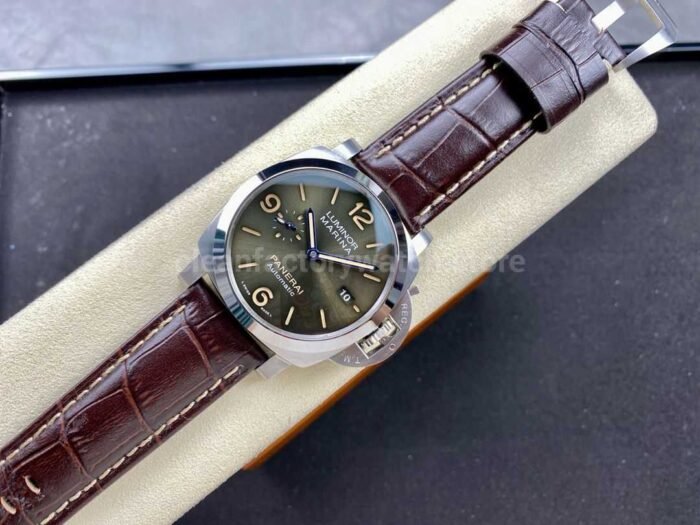 TTF Factory Panerai Luminor Marina PAM01116 Steel Leather Strap Arabic Numerals Olive Green Dial - Image 4
