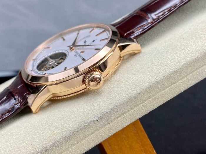 TUR Factory Vacheron Constantin Tourbillon Traditionnelle 89000/000R-9655 42mm Rose Gold Leather Strap White Dial - Image 6