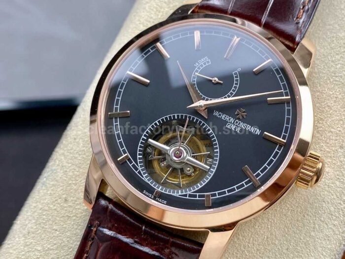 TUR Factory Vacheron Constantin Tourbillon Traditionnelle 89000/000R-B407 42mm Rose Gold Leather Strap Black Dial - Image 3