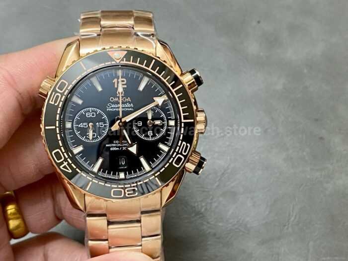 TW Factory Omega Seamaster Planet Ocean Chronograph 215.63.46.51.01.001 44.25mm Full Rose Gold Black Di Super Clone Watch,Clean Factory Watch