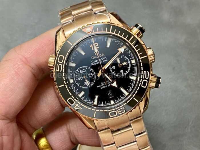 TW Factory Omega Seamaster Planet Ocean Chronograph 215.63.46.51.01.001 44.25mm Full Rose Gold Black Dial 1 Super Clone Watch,Clean Factory Watch