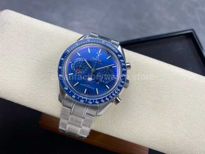 TW Factory Omega Speedmaster Moonphase 304.33.44.52.03.001 44.25mm Full Steel Blue Dial 7 Super Clone Watch,Clean Factory Watch