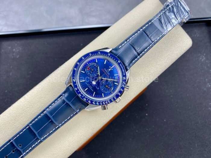 TW Factory Omega Speedmaster Moonphase 304.33.44.52.03.001 44.25mm Steel Leather Strap Blue Dial 5 Super Clone Watch,Clean Factory Watch