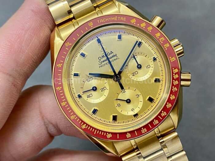 TW Factory Omega Speedmaster Professional 310.60.42.50.99.001 42mm Full Yellow Gold Champagne Dial 3 Super Clone Watch,Clean Factory Watch