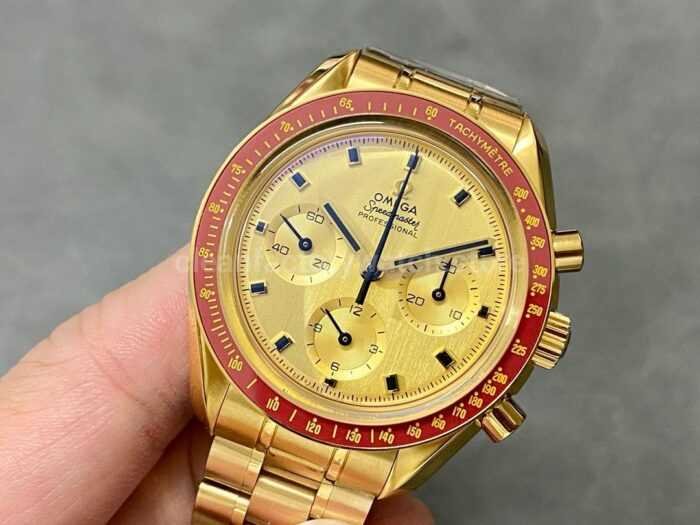TW Factory Omega Speedmaster Professional 310.60.42.50.99.001 42mm Full Yellow Gold Champagne Dial 4 Super Clone Watch,Clean Factory Watch