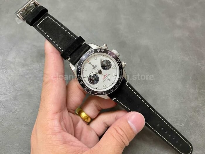 TW Factory Tudor Black Bay Chrono M79360N-0006 41mm Steel Leather Strap White Dial - Image 4
