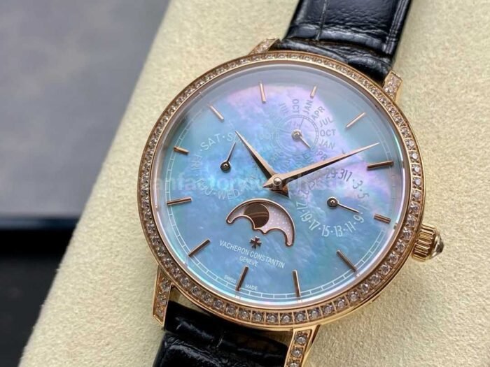 TW Factory Vacheron Constantin Traditionnelle Perpetual Calendar Ultra-Thin 4305T/000R-B947 Gold Black Leather Strap Mother Of Pearl Dial - Image 3