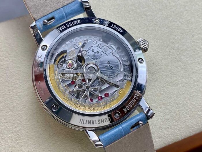 TW Factory Vacheron Constantin Traditionnelle Perpetual Calendar Ultra-Thin 4305T/000G-B948 Steel Blue Leather Strap Mother Of Pearl Dial - Image 7