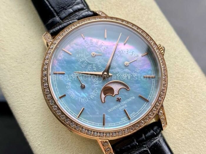 TW Factory Vacheron Constantin Traditionnelle Perpetual Calendar Ultra-Thin 4305T/000R-B947 Gold Black Leather Strap Mother Of Pearl Dial - Image 2