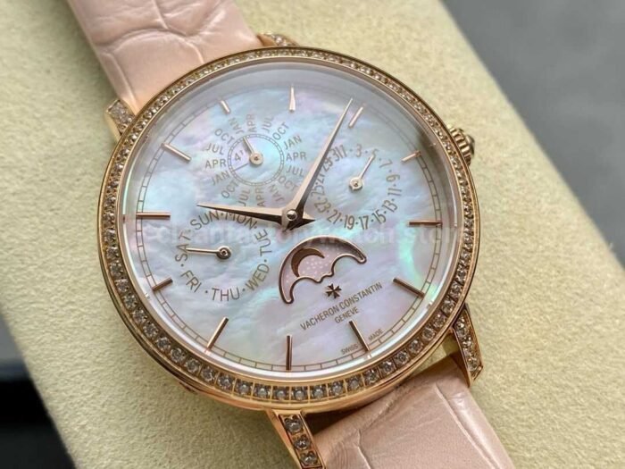 TW Factory Vacheron Constantin Traditionnelle Perpetual Calendar Ultra-Thin 4305T/000R-B947 Gold Pink Leather Strap Mother Of Pearl Dial - Image 2