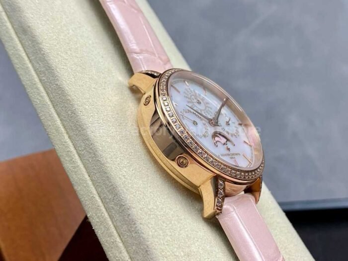 TW Factory Vacheron Constantin Traditionnelle Perpetual Calendar Ultra-Thin 4305T/000R-B947 Gold Pink Leather Strap Mother Of Pearl Dial - Image 5