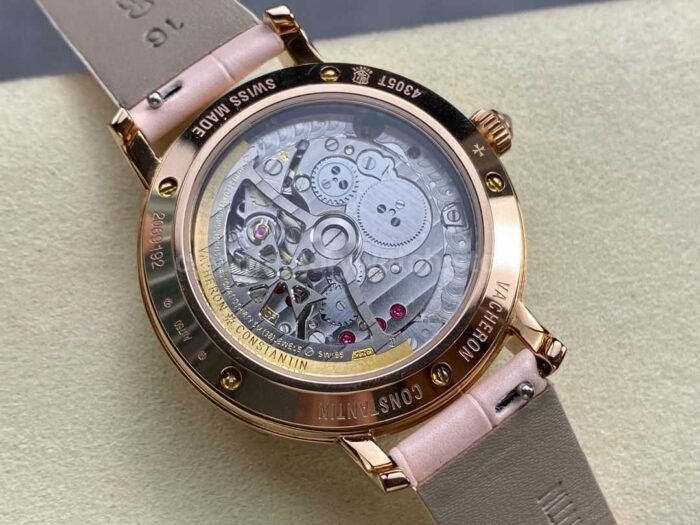 TW Factory Vacheron Constantin Traditionnelle Perpetual Calendar Ultra-Thin 4305T/000R-B947 Gold Pink Leather Strap Mother Of Pearl Dial - Image 7