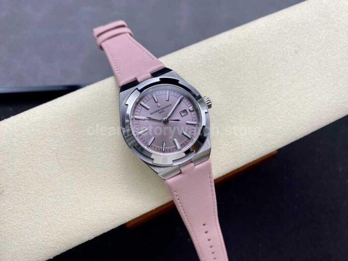 TW Factory Vacheron Constantin women's model 4605V/200A-B971 35mm Steel Leather Strap Pink Dial - Image 4