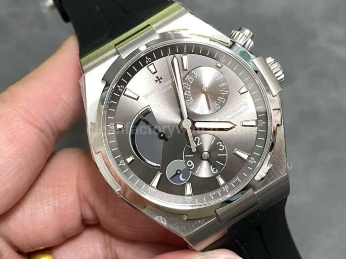 TWA Factory Vacheron Constantin Overseas Dual Time 42mm Steel Rubber Strap Silver Dial - Image 2