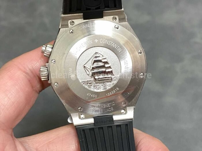 TWA Factory Vacheron Constantin Overseas Dual Time 42mm Steel Rubber Strap Silver Dial - Image 7