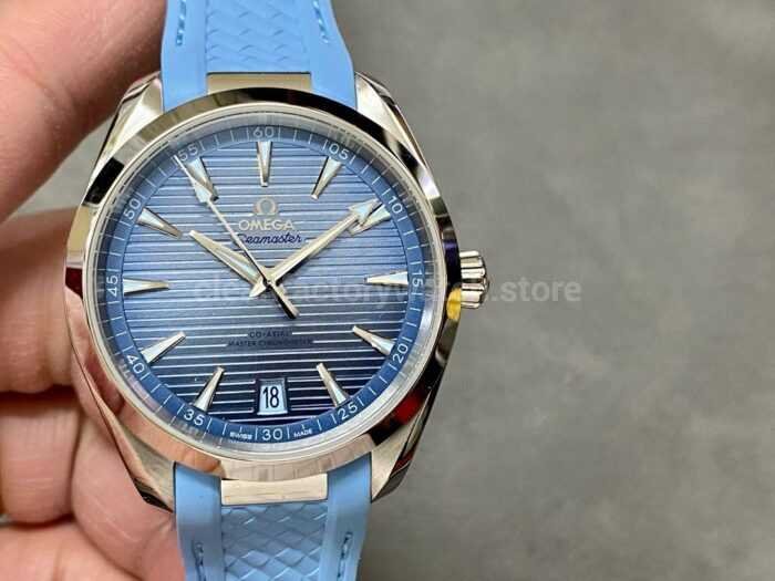 VS Factory Omega Seamaster Aqua Terra 220.12.41.21.03.008 41mm Steel Rubber Strap Blue Dial 2 Super Clone Watch,Clean Factory Watch