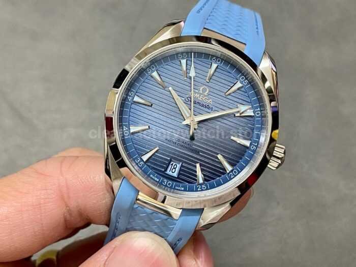 VS Factory Omega Seamaster Aqua Terra 220.12.41.21.03.008 41mm Steel Rubber Strap Blue Dial 5 Super Clone Watch,Clean Factory Watch