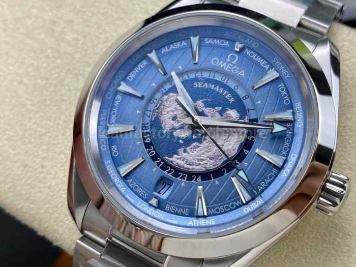 VS Factory Omega Seamaster Aqua Terra Worldtimer 220.10.43.22.03.001 43mm Full Steel Blue Dial 1 Super Clone Watch,Clean Factory Watch