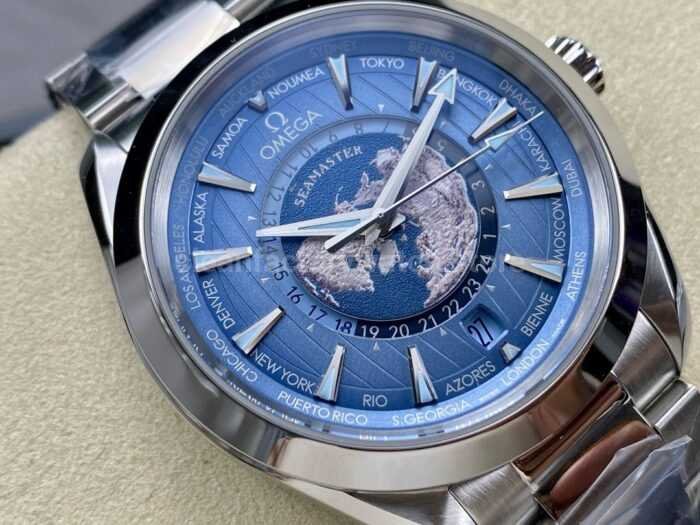 VS Factory Omega Seamaster Aqua Terra Worldtimer 220.10.43.22.03.001 43mm Full Steel Blue Dial 3 Super Clone Watch,Clean Factory Watch
