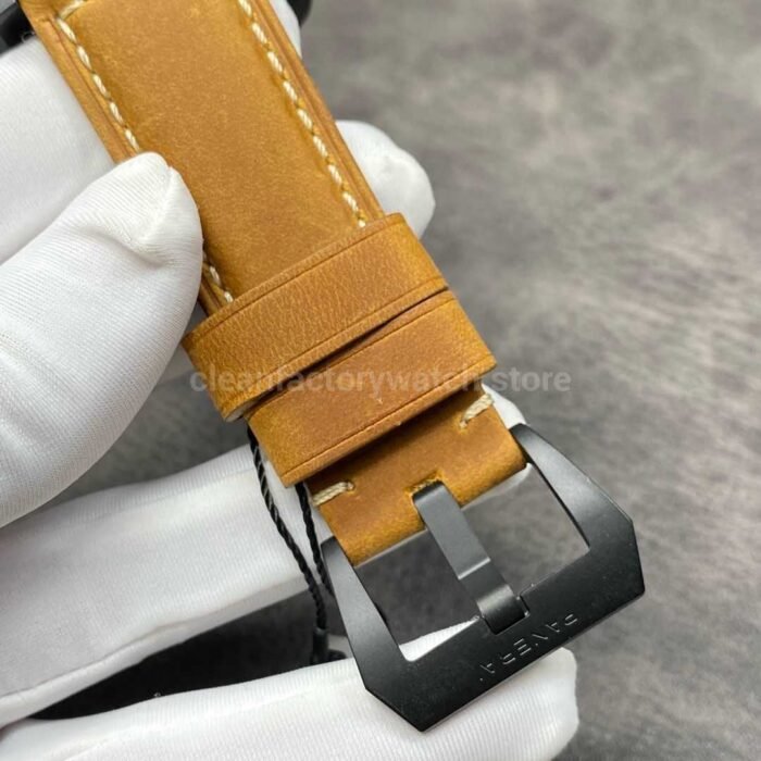 VS Factory Panerai Luminor 1950 3 Days GMT PAM 00441 44mm Black Ceramic Leather Strap Black Dial - Image 7