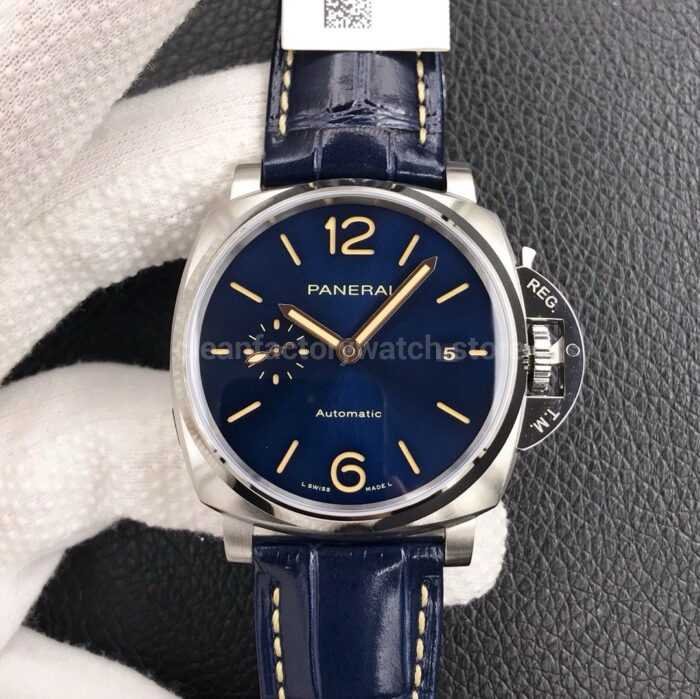 VS Factory Panerai Luminor Due PAM00927 42mm Titanium Leather Strap Blue Dial 4 Super Clone Watch,Clean Factory Watch