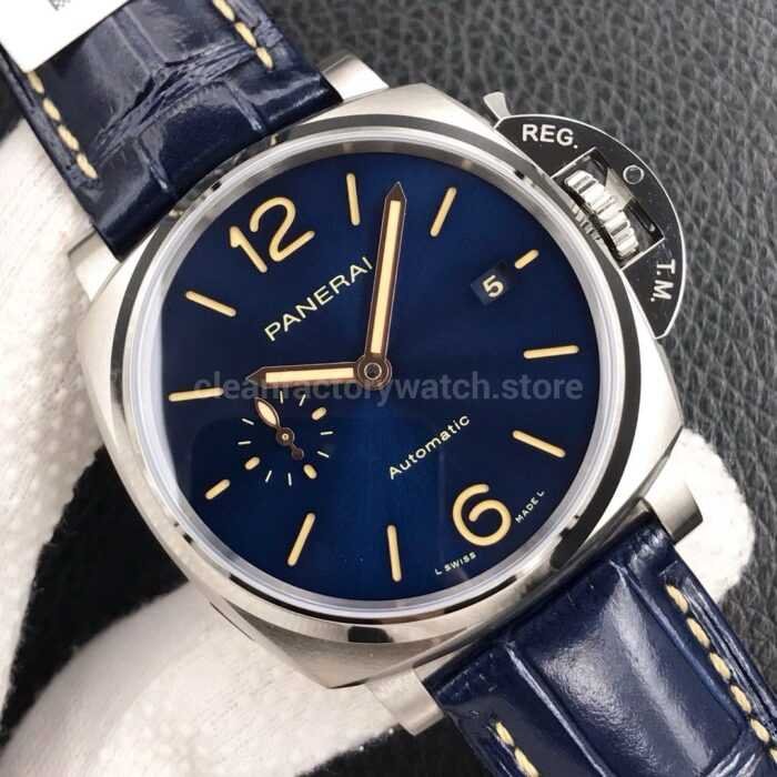 VS Factory Panerai Luminor Due PAM00927 42mm Titanium Leather Strap Blue Dial 5 Super Clone Watch,Clean Factory Watch