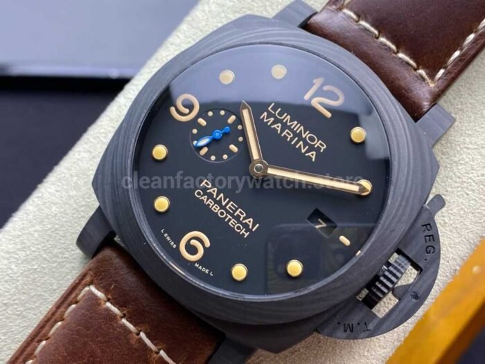 VS Factory Panerai Luminor Marina 1950 3 Days PAM00661 44mm Carbon Fiber Leather Strap Black Dial - Image 3