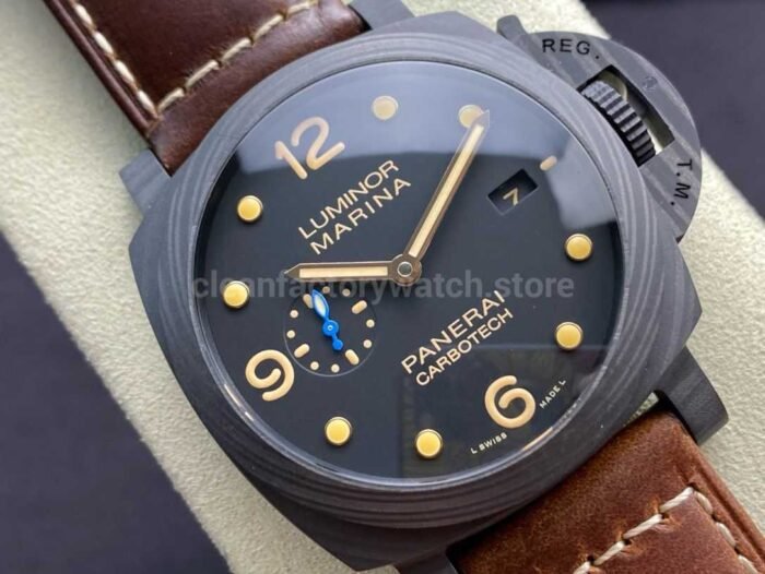 VS Factory Panerai Luminor Marina 1950 3 Days PAM00661 44mm Carbon Fiber Leather Strap Black Dial - Image 2