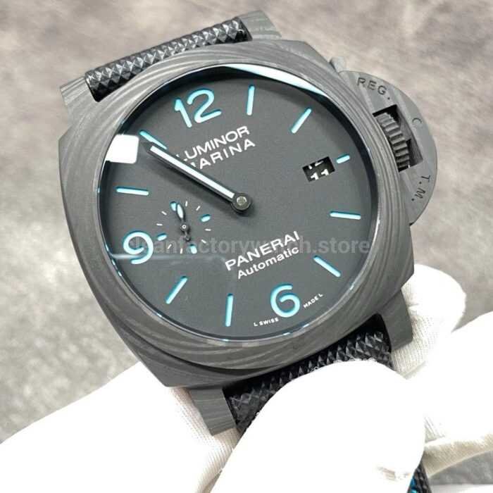 VS Factory Panerai Luminor Marina PAM 01661 44mm Carbon Fiber Canvas Strap Black Dial 7 Super Clone Watch,Clean Factory Watch