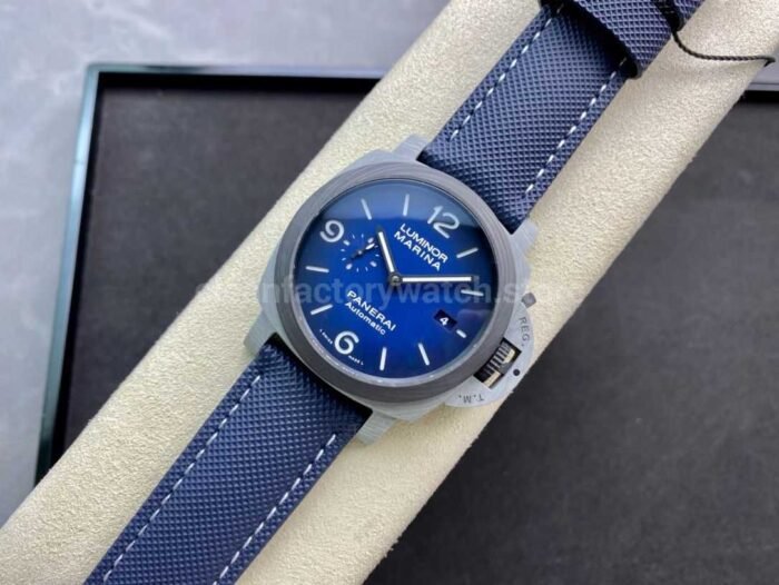 VS Factory Panerai Luminor Marina Pam01663  44mm Carbon Fiber Canvas Strap Blue Dial - Image 4