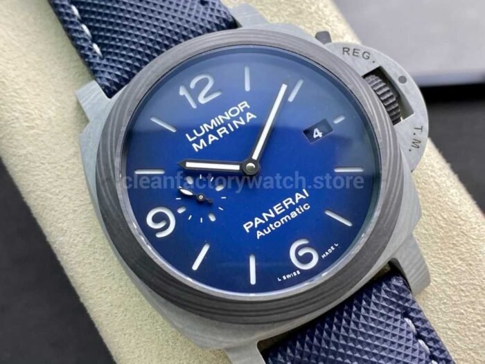 VS Factory Panerai Luminor Marina Pam01663  44mm Carbon Fiber Canvas Strap Blue Dial - Image 2