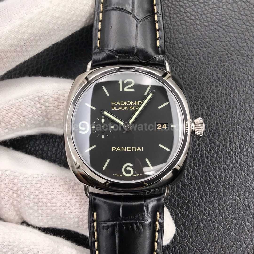 VS Factory Panerai Radiomir Black Seal 3 Days PAM 00388  45mm Steel Leather Strap Black Dial