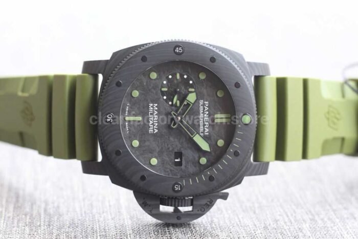 VS Factory Panerai Submersible Pam 00961 42mm Black Carbon Fiber Marina Green Rubber Strap Black Dial - Image 7