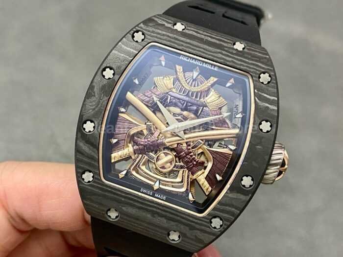 YS Factory Richard Mille Darth Vader Watch RM47 43mm Carbon Fiber Rubber Strap Skeletonized Dial 5 Super Clone Watch,Clean Factory Watch