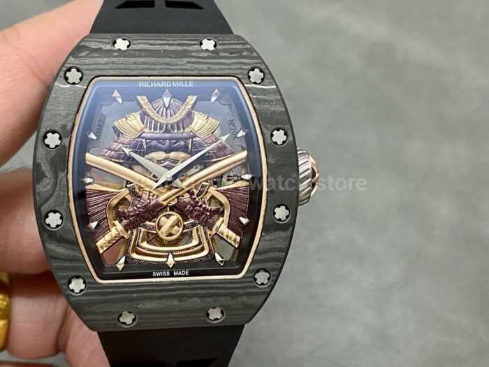 YS Factory Richard Mille Darth Vader Watch RM47 43mm Carbon Fiber Rubber Strap Skeletonized Dial 7 Super Clone Watch,Clean Factory Watch