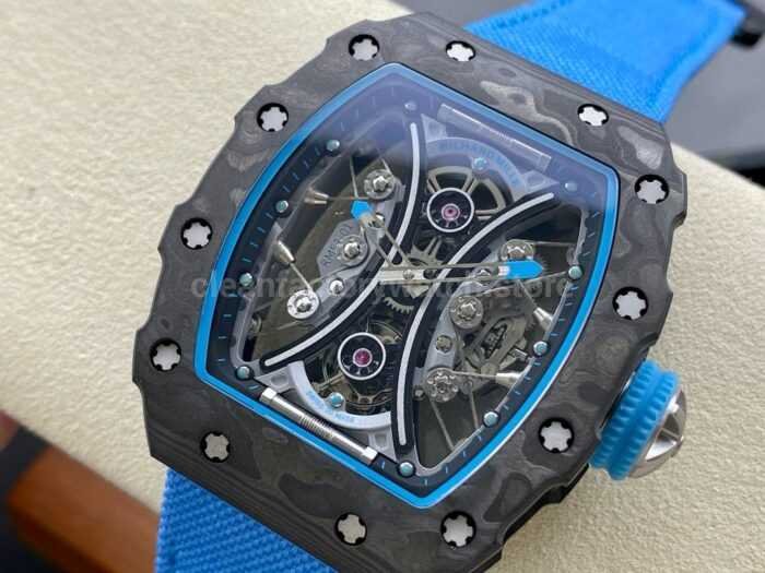 YS Factory Richard Mille RM 53 01 43mm Carbon Fiber Canvas Rubber Strap Skeletonized Black Dial 4 Super Clone Watch,Clean Factory Watch