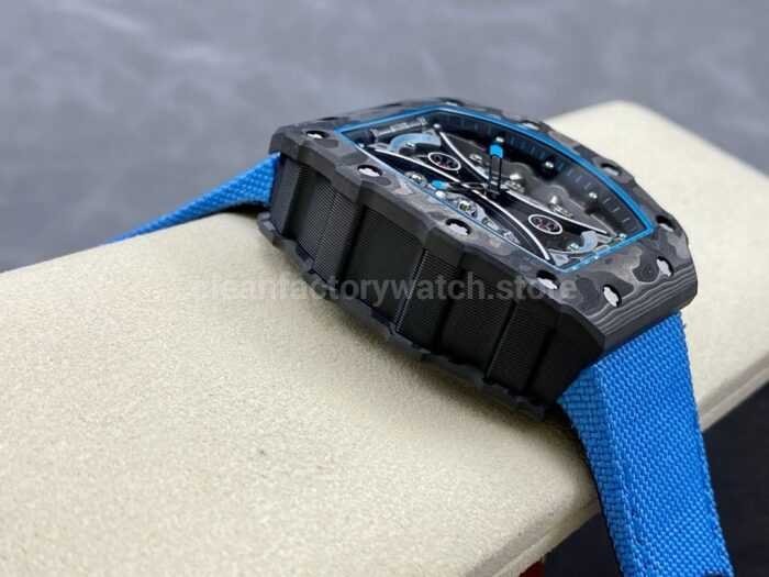 YS Factory Richard Mille RM 53 01 43mm Carbon Fiber Canvas Rubber Strap Skeletonized Black Dial 6 Super Clone Watch,Clean Factory Watch