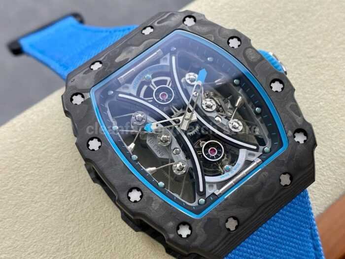 YS Factory Richard Mille RM 53 01 43mm Carbon Fiber Canvas Rubber Strap Skeletonized Black Dial 8 Super Clone Watch,Clean Factory Watch
