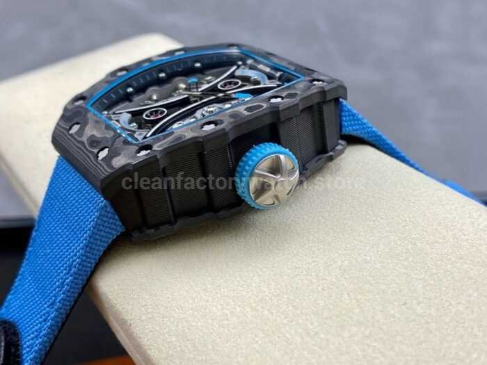 YS Factory Richard Mille RM 53 01 43mm Carbon Fiber Canvas Rubber Strap Skeletonized Black Dial 9 Super Clone Watch,Clean Factory Watch